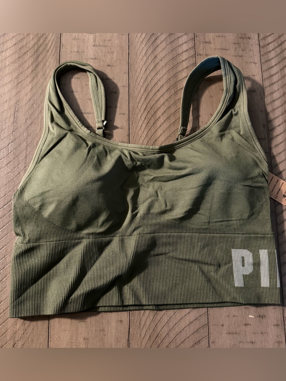PINK Victoria's Secret Olive Green Seamless Sports Bra